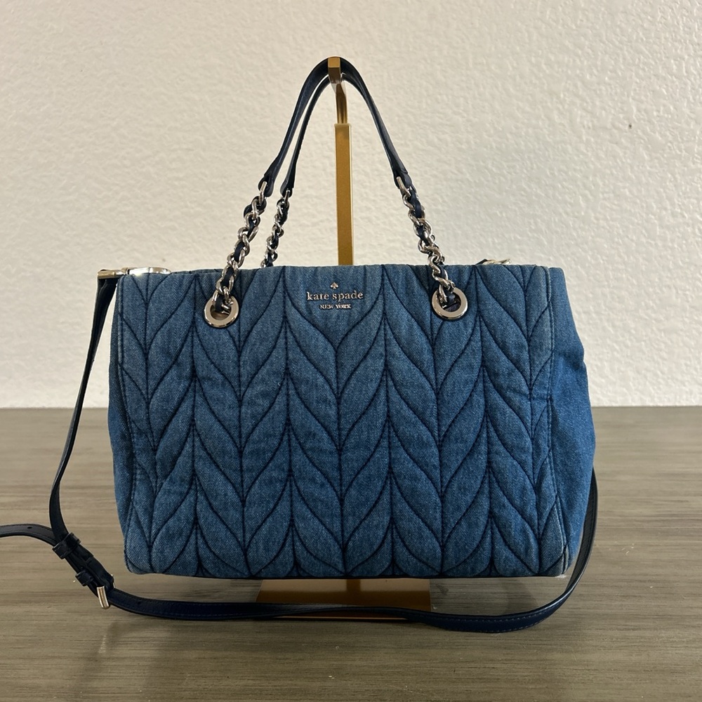 kate spade Quilted Denim Blue Shoulder Bag with Chain Handles